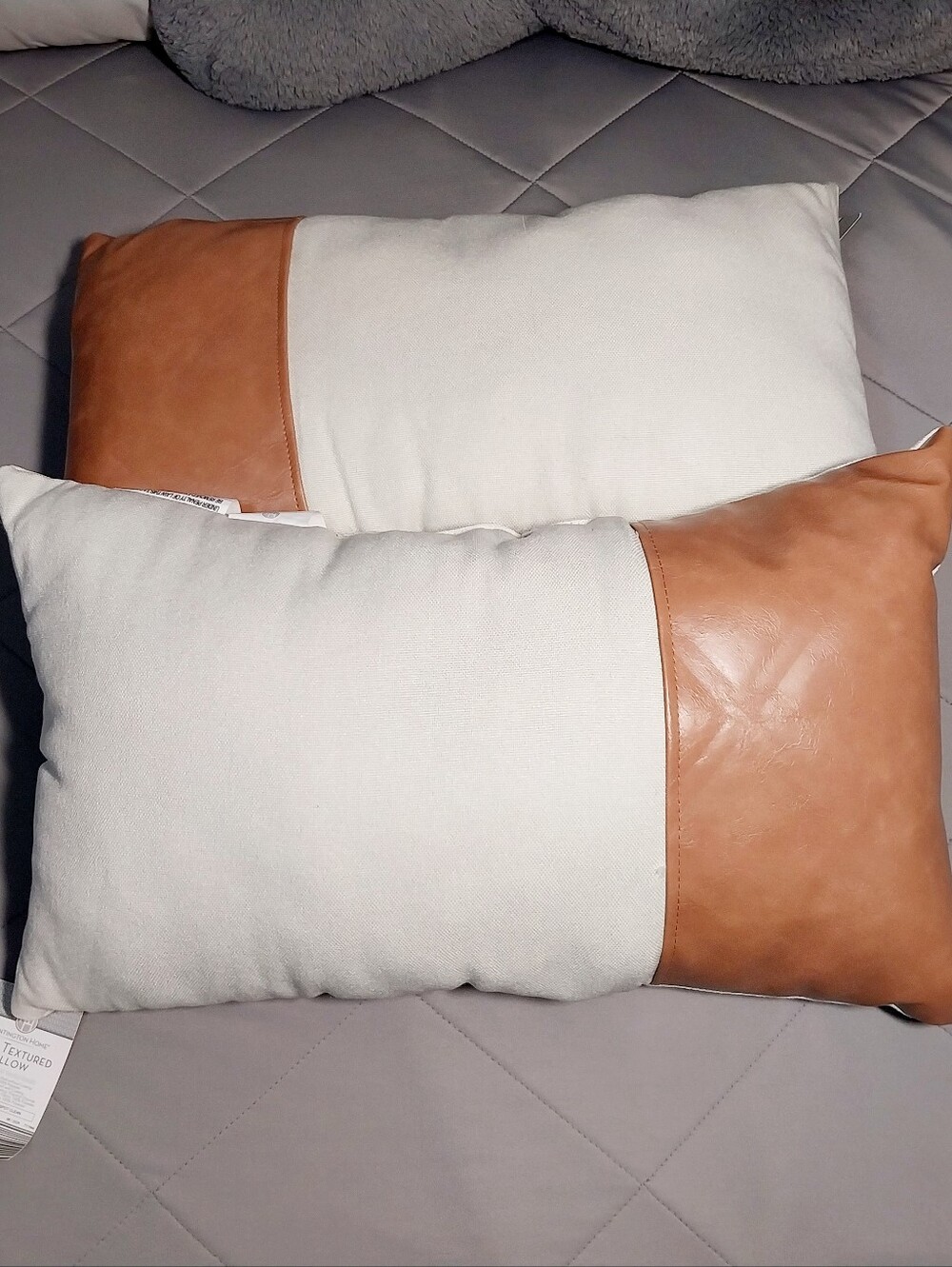 Huntington Home Cream and Tan Two-Tone Decorative Pillow Set